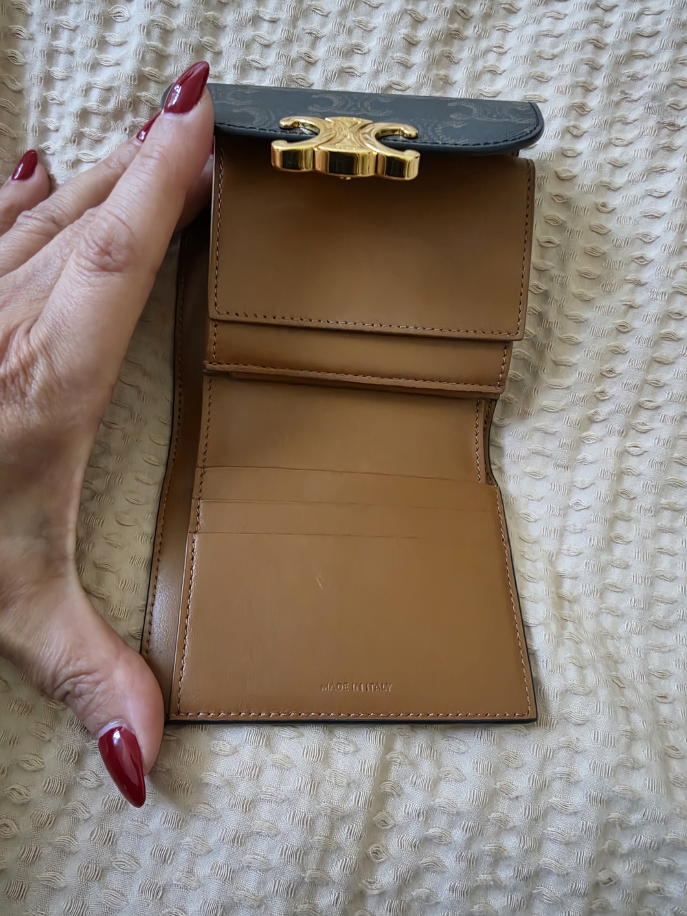 Celine Brown Monogram Wallet with Gold Triomphe Clasp - Picture 6 of 12